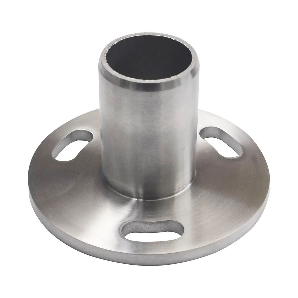 CROSO Einpressflansch für Rohr ø 42,4 x 2,0 mm, Platten ø 100 mm,Edelstahl V2A