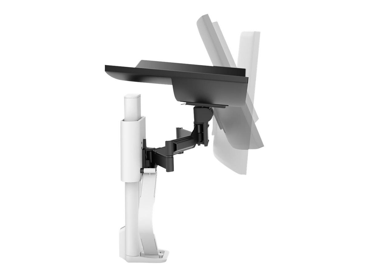 Ergotron TRACE - Befestigungskit (Pivot, Basis, VESA-Abstandshalter, Hubsäule, Verlängerungsarm, 2-teilige Tischklemme, Kabelmanagement-Kanal) - Konstante Krafttechnologie - für LCD-Display - weiß - Bildschirmgröße: 54.6-96.5 cm (21.5-38")