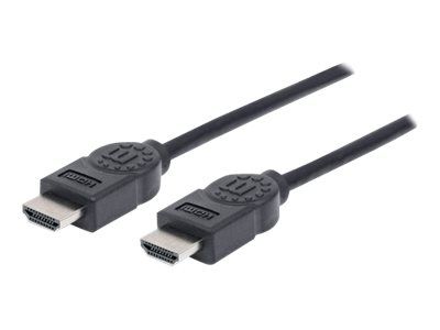 Manhattan HDMI Cable, 4K@30Hz (High Speed), 1.8m, Male to Male, Black, Ultra HD 4k x 2k, Fully Shielded, Gold Plated Contacts, Lifetime Warranty, Polybag