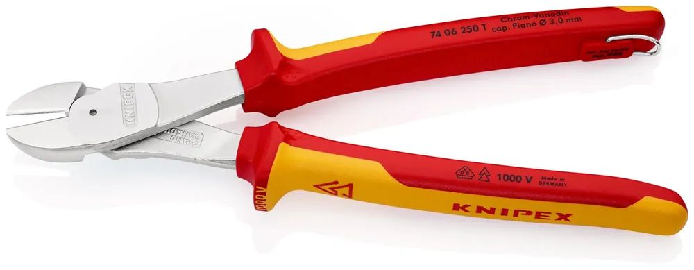 KNIPEX 74 06 250 T Kraft-Seitenschneider isoliert mit 2K-Hüllen 250 mm