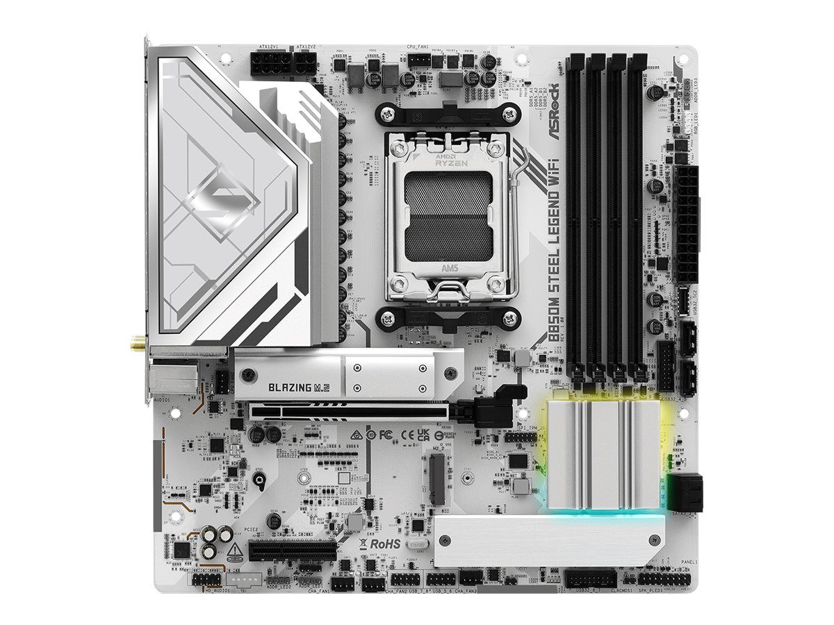 ASRock B850M STEEL LEGEND WIFI - Motherboard - micro ATX - Socket AM5 - AMD B850 Chipsatz - USB 3.2 Gen 2, USB-C 3.2 Gen2, USB 3.2 Gen 1 - 2.5 Gigabit LAN, Wi-Fi 7, Bluetooth - Onboard-Grafik (CPU erforderlich)