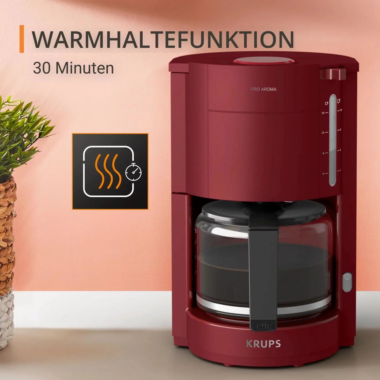 KRUPS F30905 Filterkaffeemaschine Pro Aroma - Rot