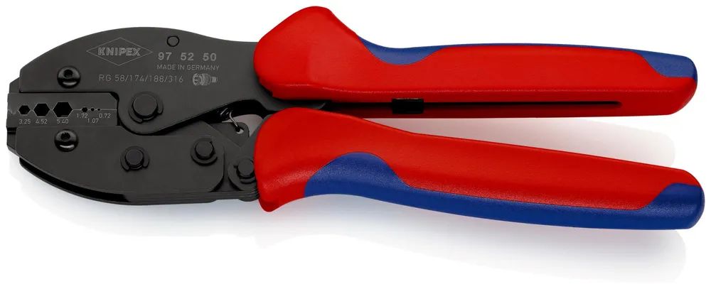 KNIPEX PreciForce® Crimpzange mit Mehrkomponenten-Hüllen brüniert 220 mm