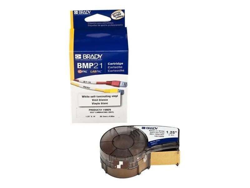 Brady Corporation Brady B-427 - Vinyl - matt - permanenter Acrylklebstoff - 101,6 Mikron - schwarz auf weiß / durchsichtig - Rolle (3,175 cm x 4,3 m)