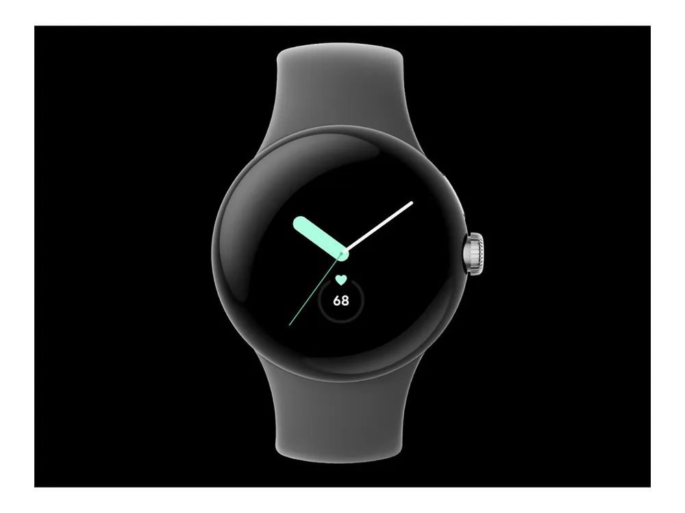 Google Pixel Watch - 41 mm - Silber poliert - intelligente Uhr mit Active Armband