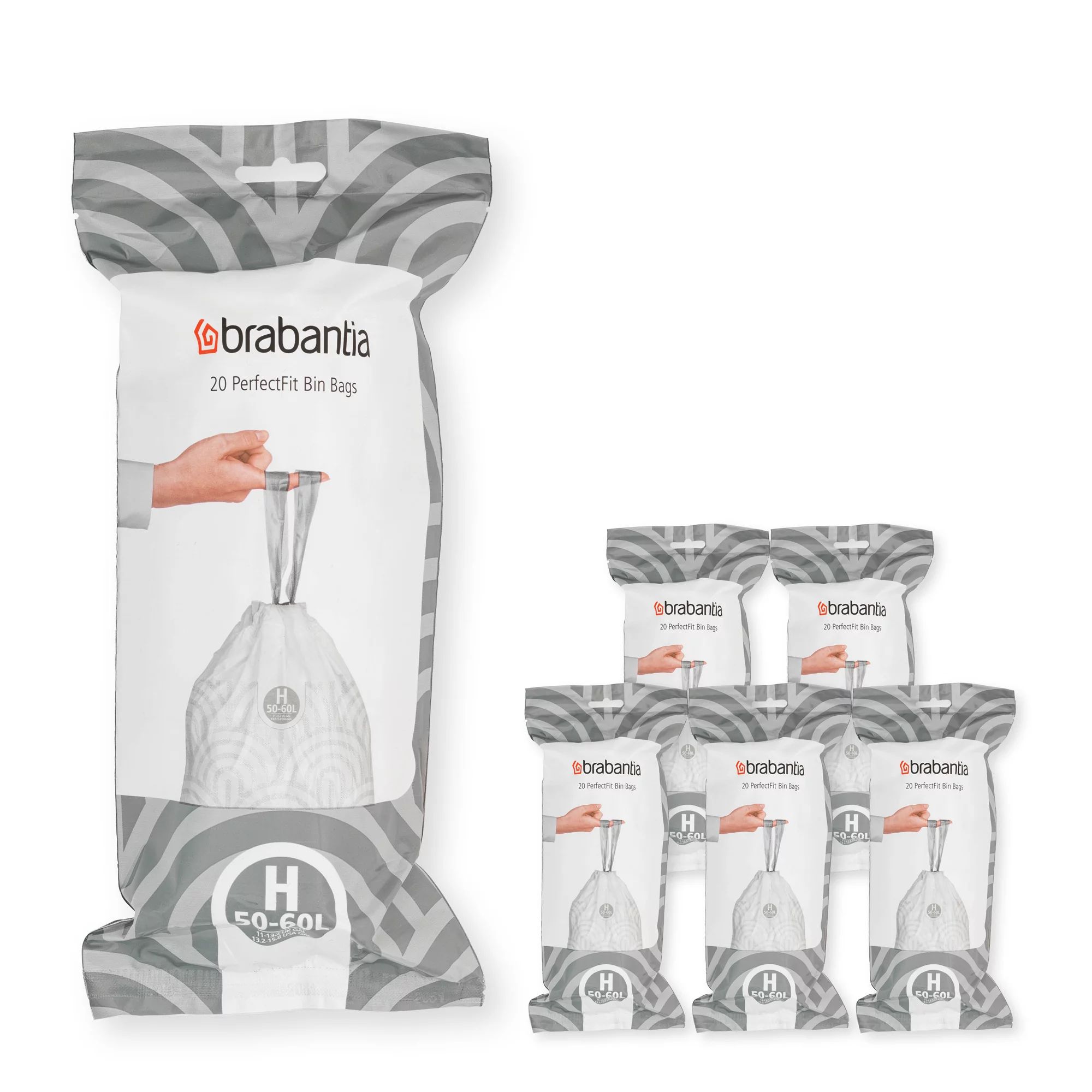 Brabantia Müllbeutel, Online Exlusive PerfectFit Beutel 50-60 L (H) Multipack 120Stk,6x20