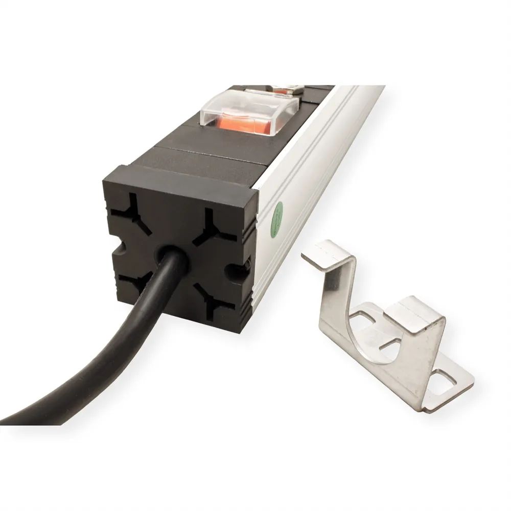 VALUE 19-Zoll-Steckdosenleiste 7fach mit Überlastschutz, 1 HE, Schutzkontakt-Stecker, 2,8 m