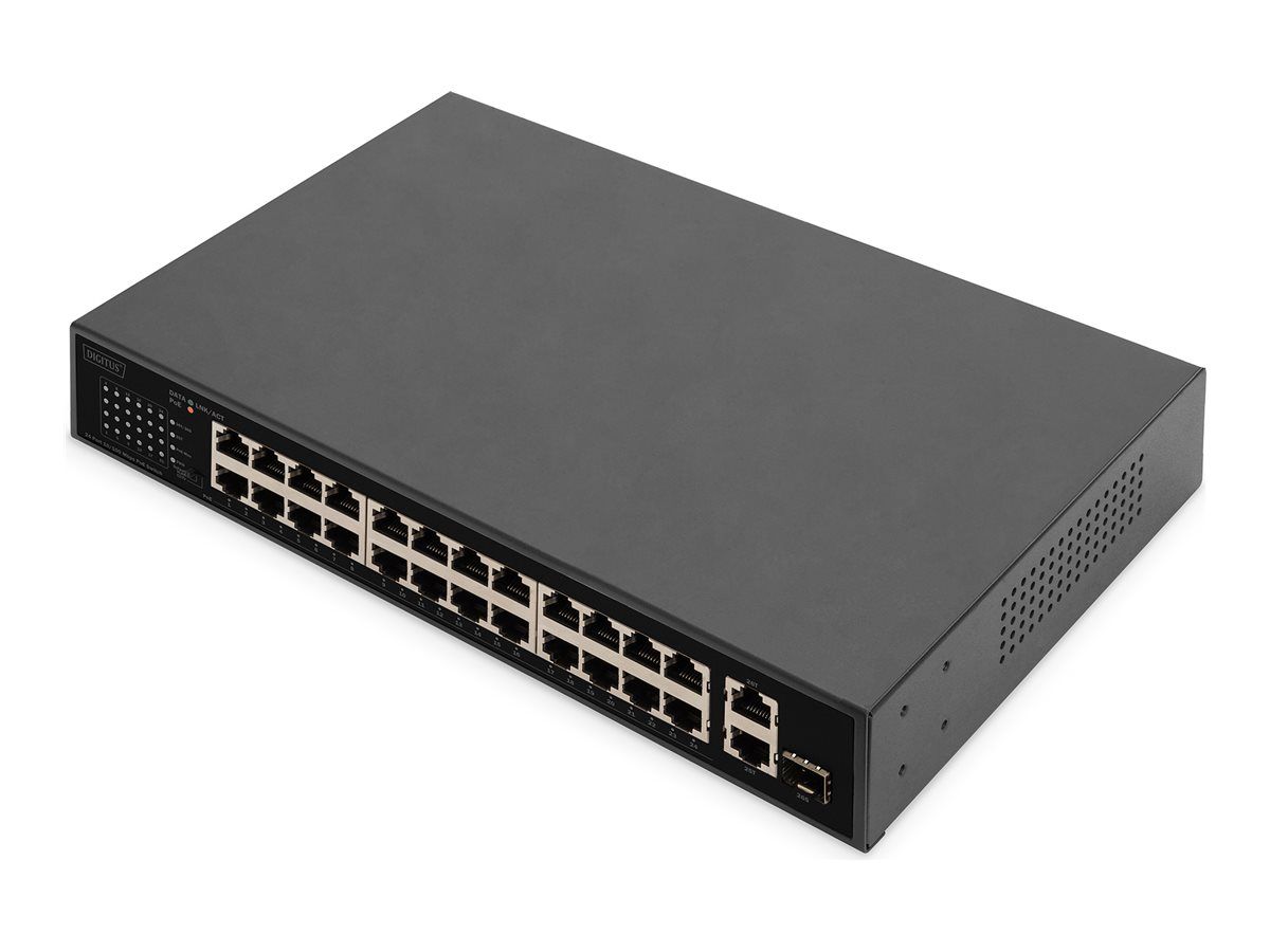 DIGITUS Switch 24-Port FE PoE 2 Uplink Ports SFP/RJ45 - Switch - 24-Port