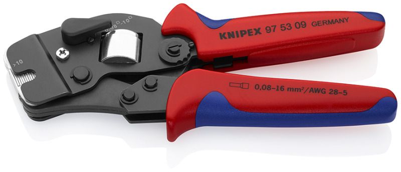 KNIPEX Selbsteinst. Crimpzange f. Aderendhülsen 0,08-16mm² Front