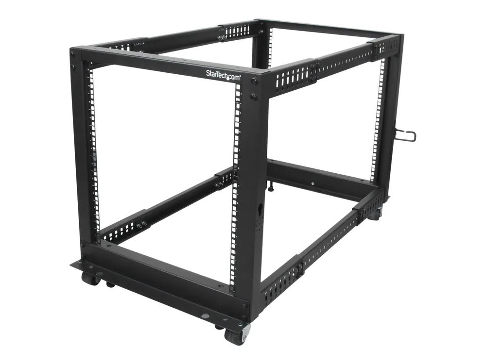 StarTech.com 12HE 4 Pfosten Open Frame Server Rack tiefenverstellbar mit Rollen / Nivellierfüße und Kabelverwaltung - Dell PowerEdge HP ProLiant ThinkServer (4POSTRACK12U)