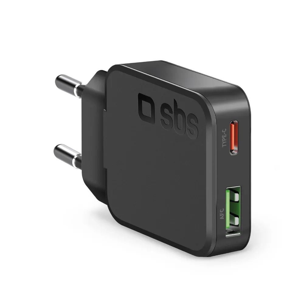 SBS ULTRA SLIM GaN Netzlader,  1x USB-C PD & 1x USB-A, 30W