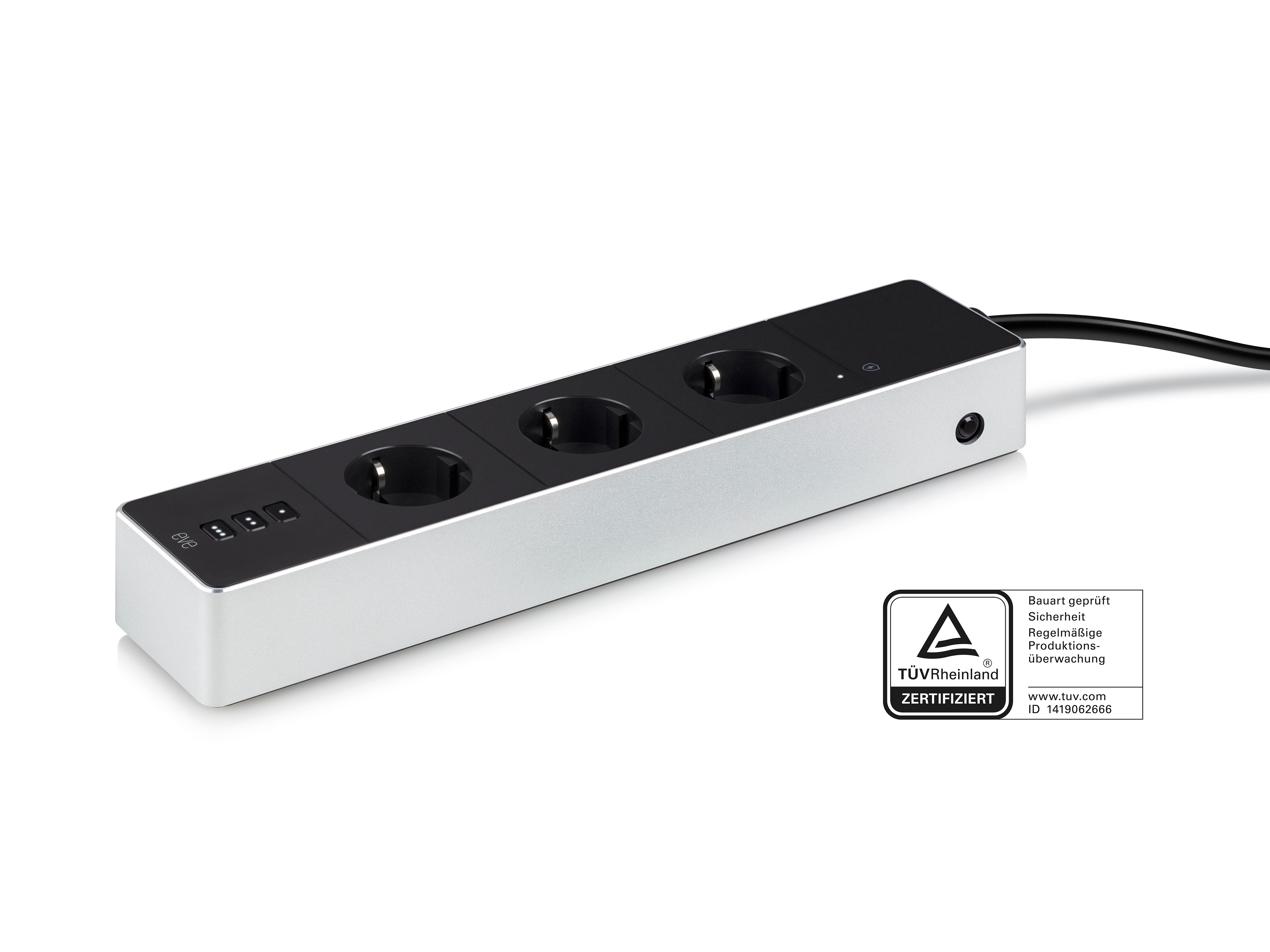 Elgato EVE Energy Strip - Steckdosenleiste - Wechselstrom 230 V - 3680 Watt - Wi-Fi - Eingabe, Eingang Typ F - Ausgangsanschlüsse: 3 (3 x Strom Typ F)
