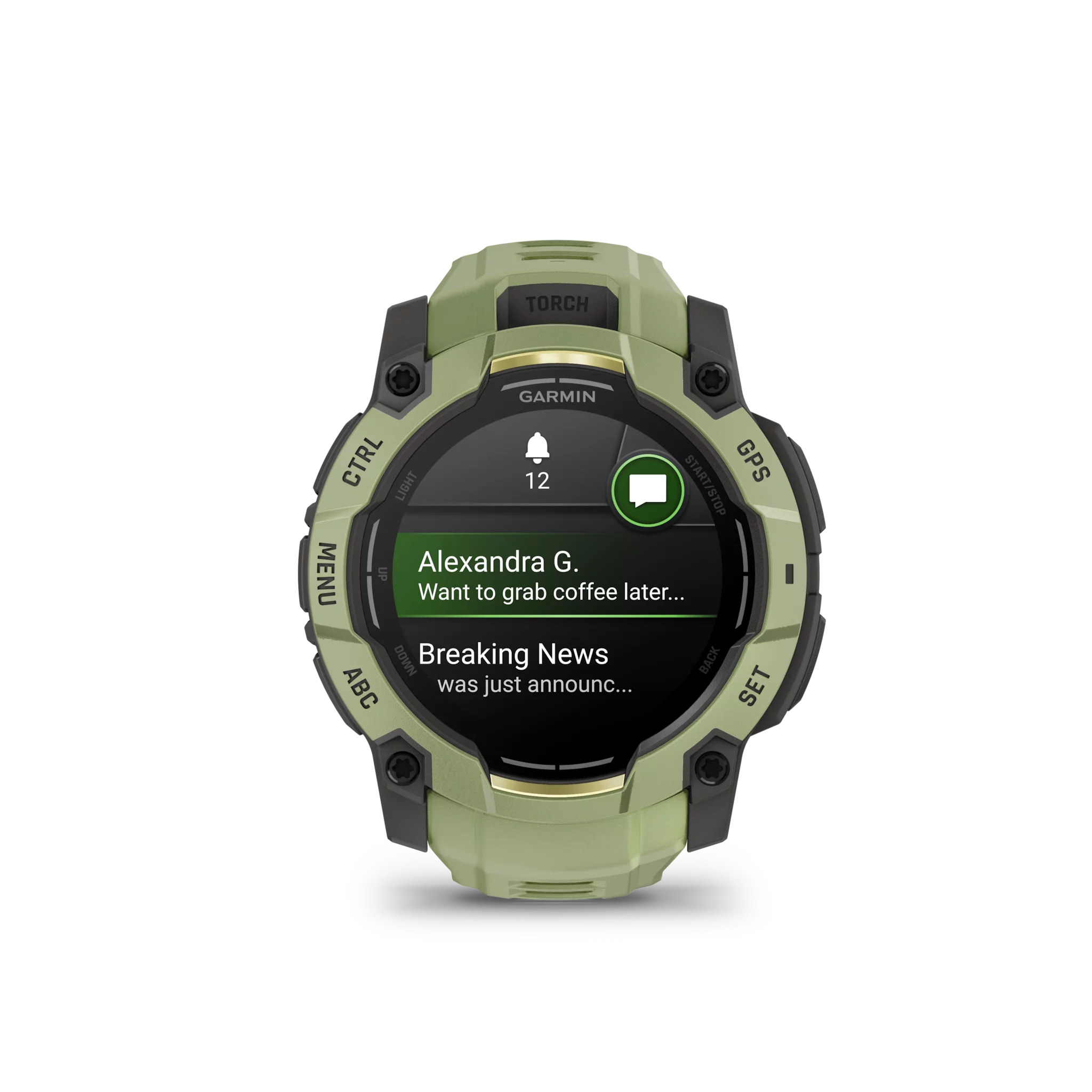 Garmin Instinct 3 AMOLED, 50mm Kieselgrau/Farngrün mit Silikon-Wechselarmband, 26mm