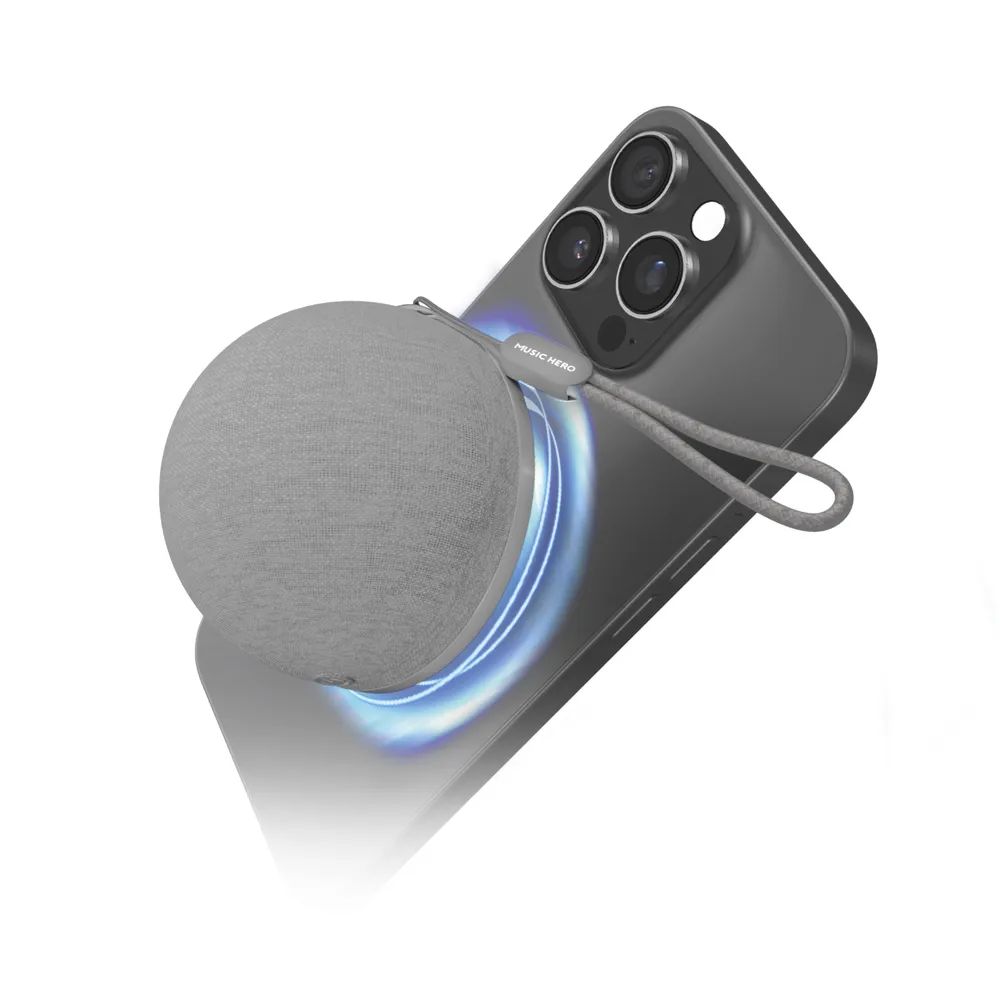 MUSIC HERO MagSafe kompatibler Bluetooth Lautsprecher grau