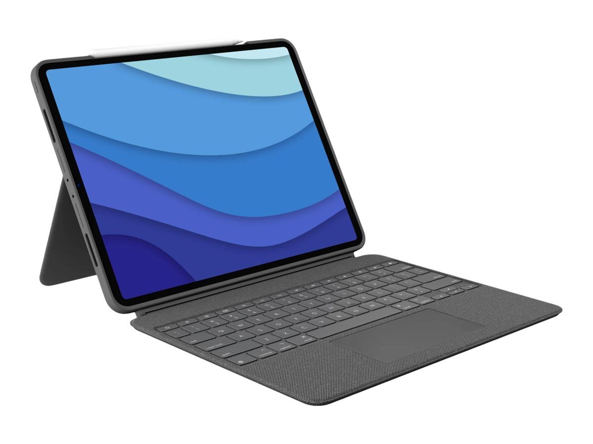 Logitech Combo Touch - Tastatur und Foliohülle - mit Trackpad - hintergrundbeleuchtet - Apple Smart connector - AZERTY - Französisch - Oxford Gray - für Apple 12.9-inch iPad Pro (5. Generation)