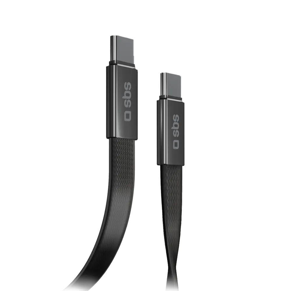 SBS Daten- u. Ladekabel, USB-C  USB-C, 60W, 1m, flach schwarz