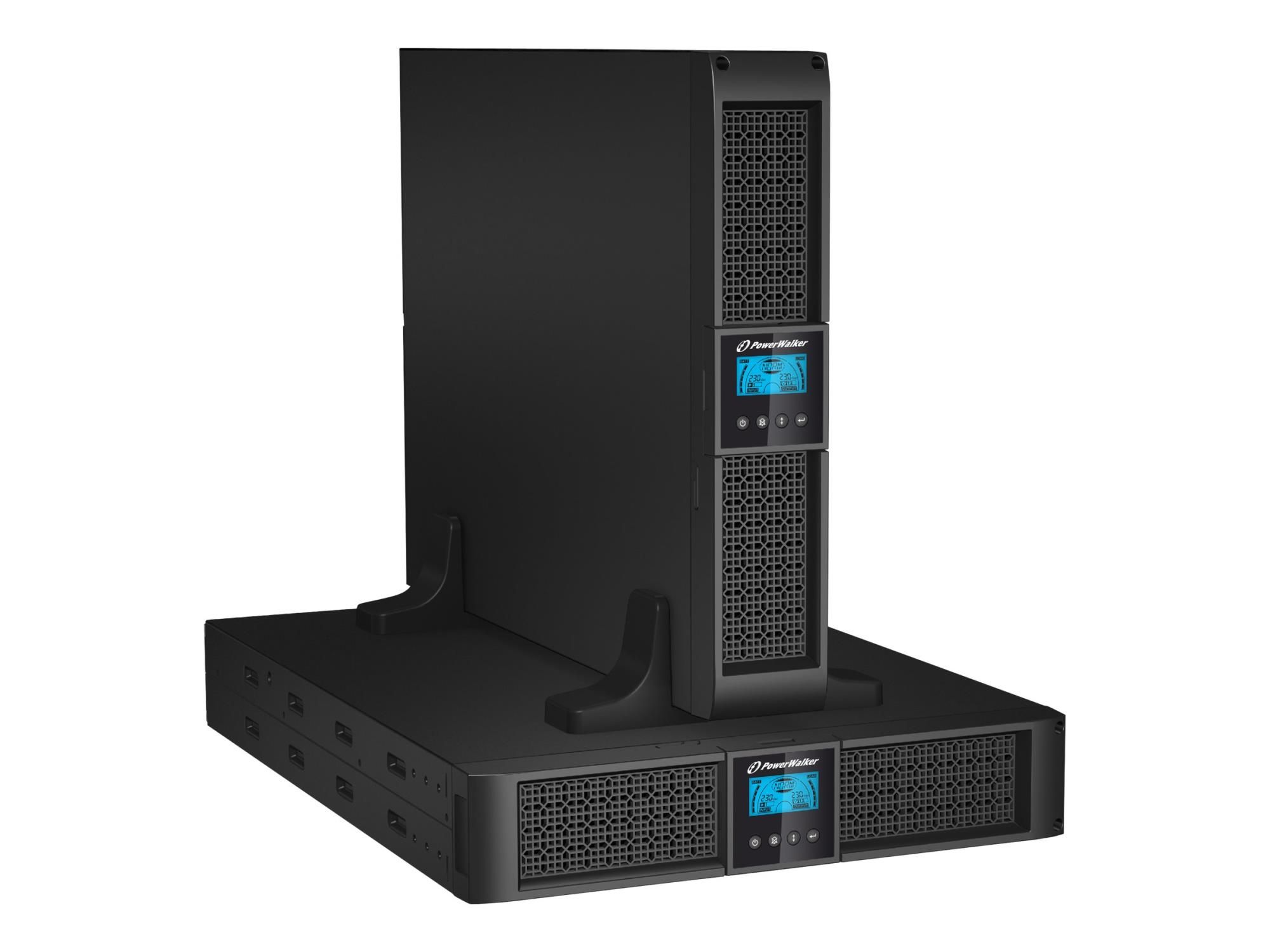 BlueWalker PowerWalker VI 1000RT LCD - USV - Wechselstrom 220/230/240 V - 900 Watt - 1000 VA - 7 Ah - RS-232, USB - Ausgangsanschlüsse: 8 - 2U - 48.3 cm (19")