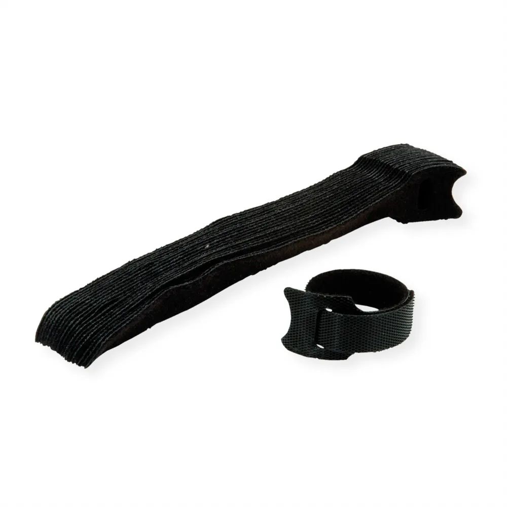 VALUE Klettbänder mit Lasche, 20Stk., schwarz, 15 cm
