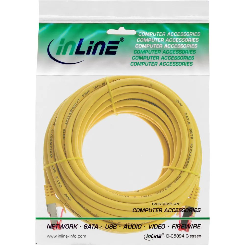 InLine Patchkabel - S/FTP (PiMf) - Cat.6 - halogenfrei - Kupfer - gelb - 7,5m