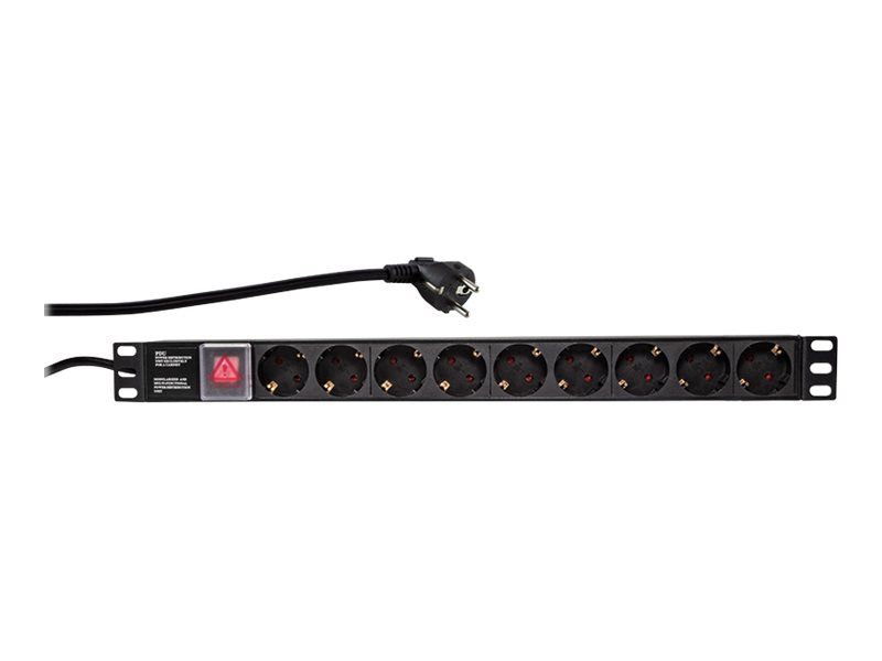 LogiLink Stromverteilungseinheit (Rack - einbaufähig) - Wechselstrom 250 V - 3500 Watt - Eingabe, Eingang CEE 7/7 - Ausgangsanschlüsse: 9 (Stromversorgung)