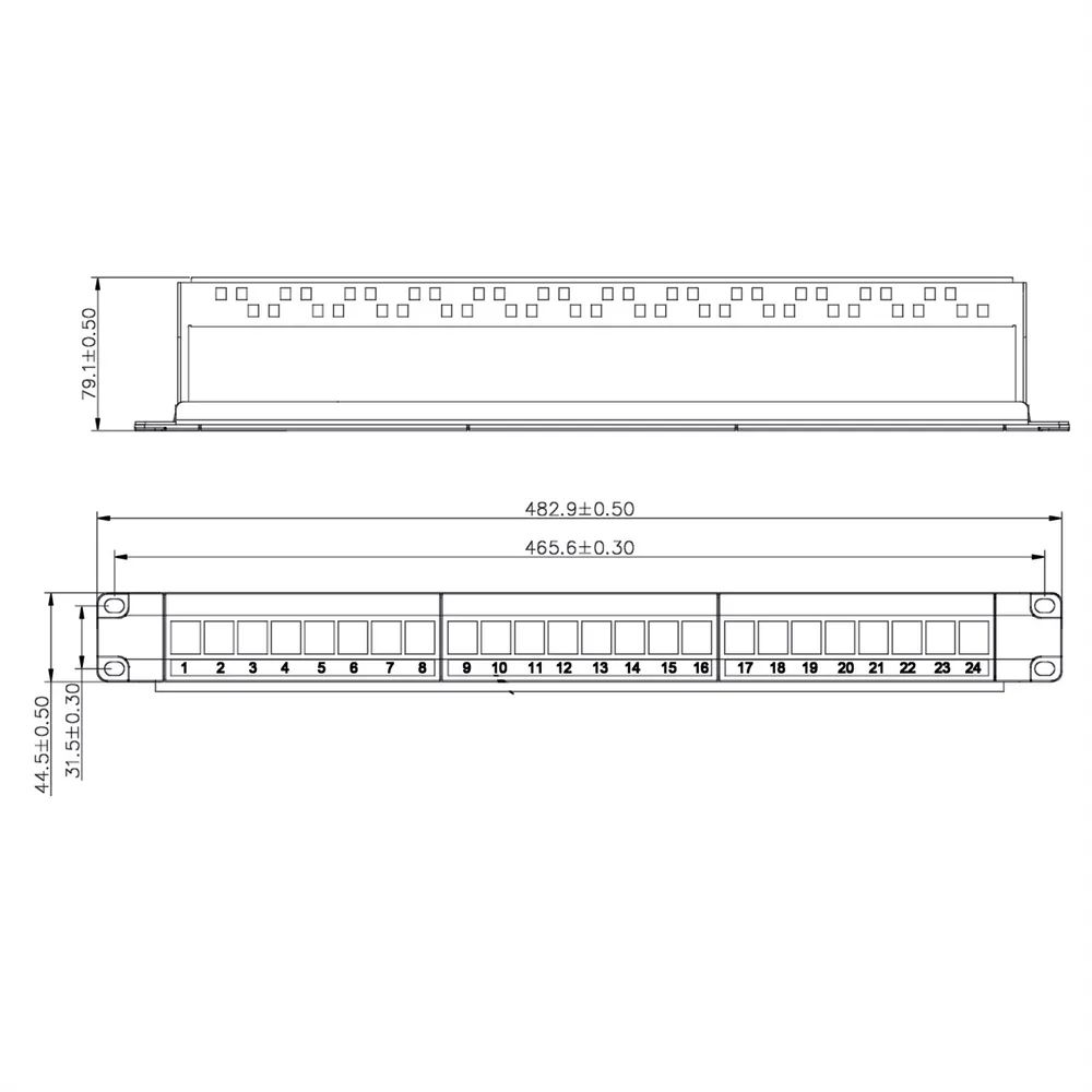 VALUE 19-Zoll-Keystone-Modulträger, 24 Ports, 1HE, ungeschirmt, schwarz