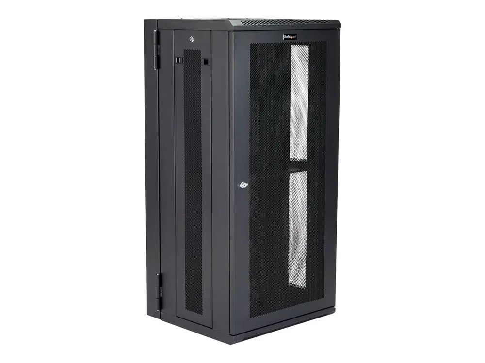 StarTech.com 26HE 19 Zoll Wand Netzwerkschrank - 40,5cm tiefes, mit Scharnieren versehenes, abschließbares IT/Netzwerk rack - inkl. Fachboden und perforierten Seitenwänden - vormontiert (RK2620WALHM)