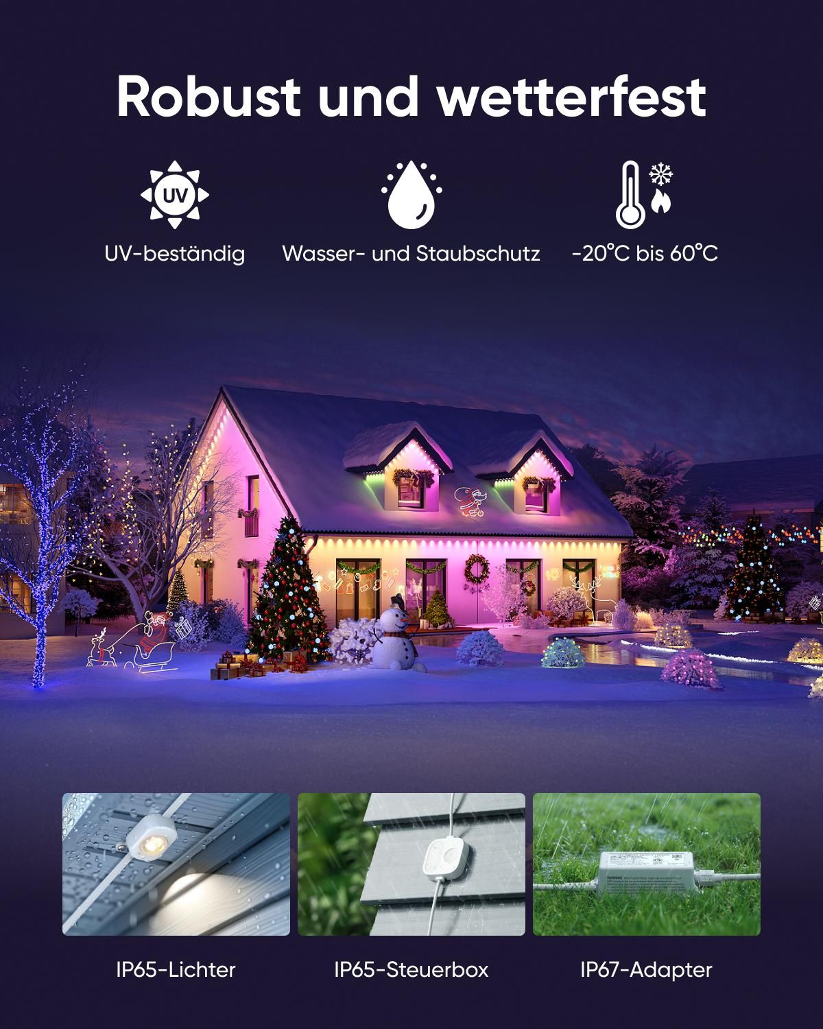 eufy Outdoor-Lichterkette E22, 15m, 60 Triple-LEDs