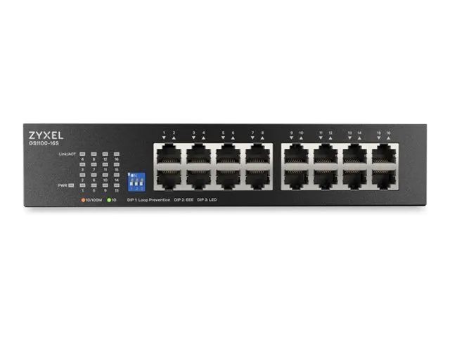 ZyXEL GS1100-16S Unman. Switch m. DIP Selektor - Switch - 1 Gbps