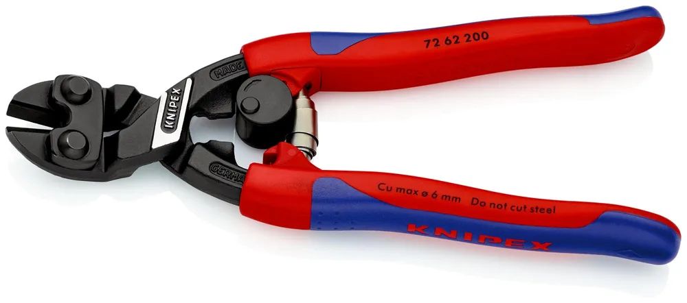KNIPEX Kraft-Bündigschneider für Weichmetall und Kunststoff mit schlanken Mehrkomponenten-Hüllen schwarz atramentiert 200 mm