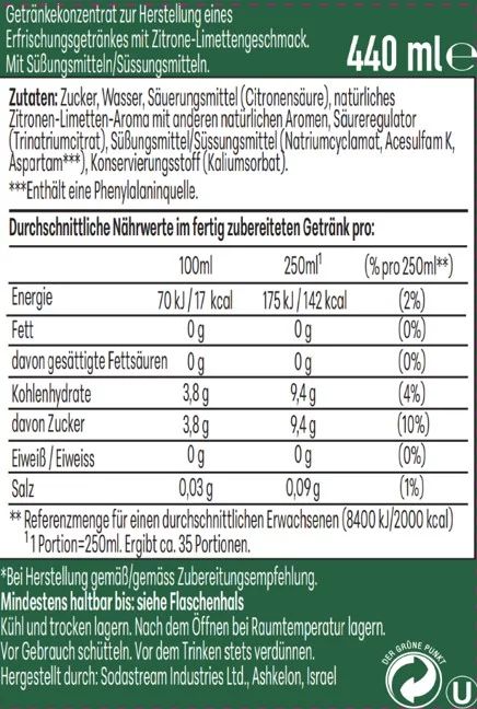 SodaStream drink mix Zitrone-Limette 440ml