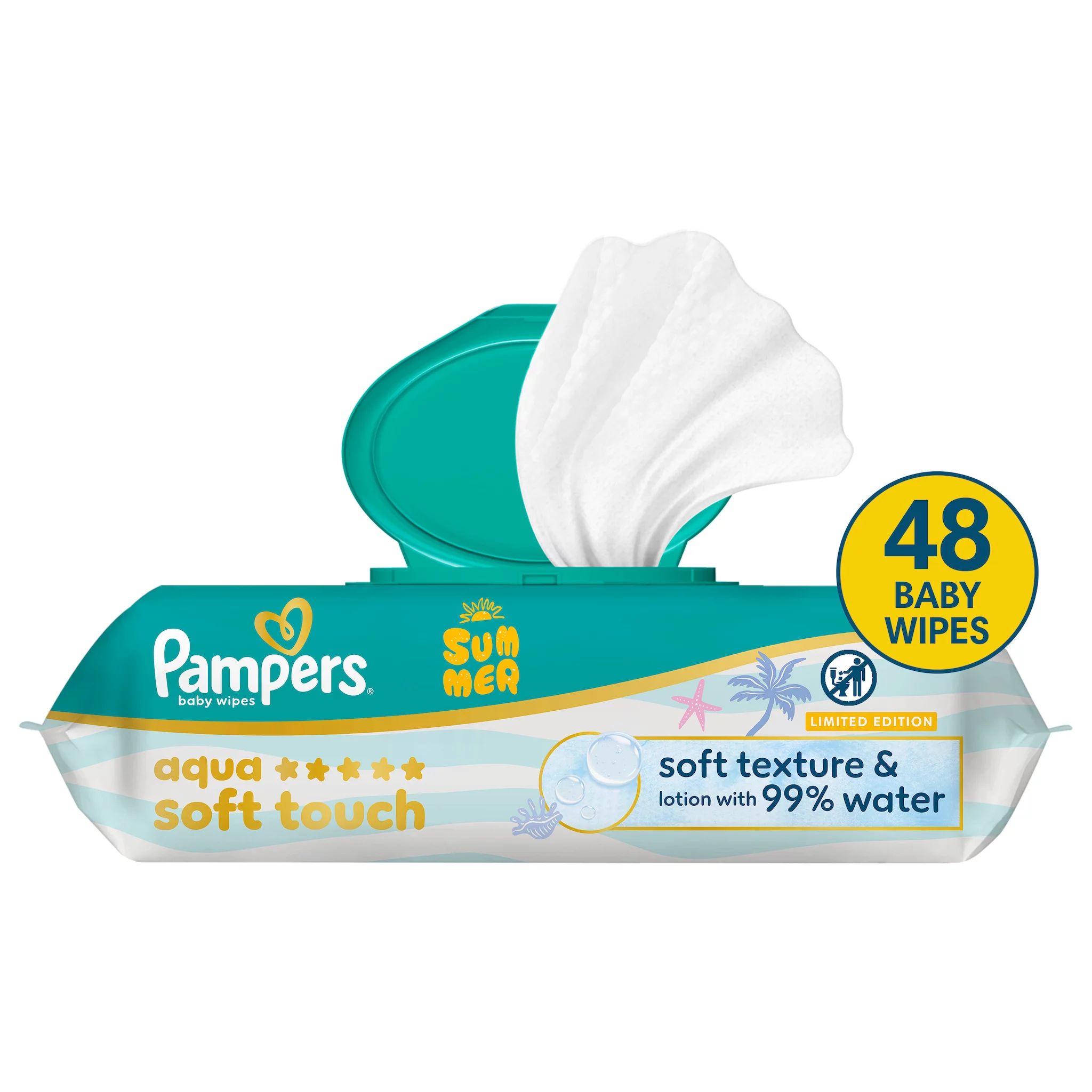 Pampers Aqua Soft touch 1x Limited Summer Edition, 48 Stk.