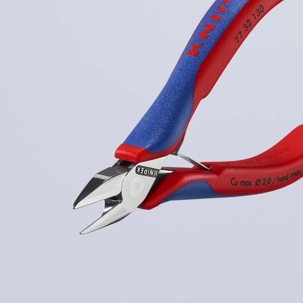 KNIPEX Elektronik-Seitenschneider mit durchgestecktem Gelenk mit Mehrkomponenten-Hüllen 130 mm