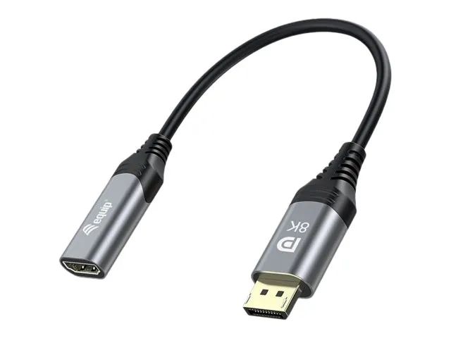 Equip Adapterkabel - DisplayPort männlich zu HDMI weiblich - 15 cm - Grau - 8K60Hz (7680 x 4320)