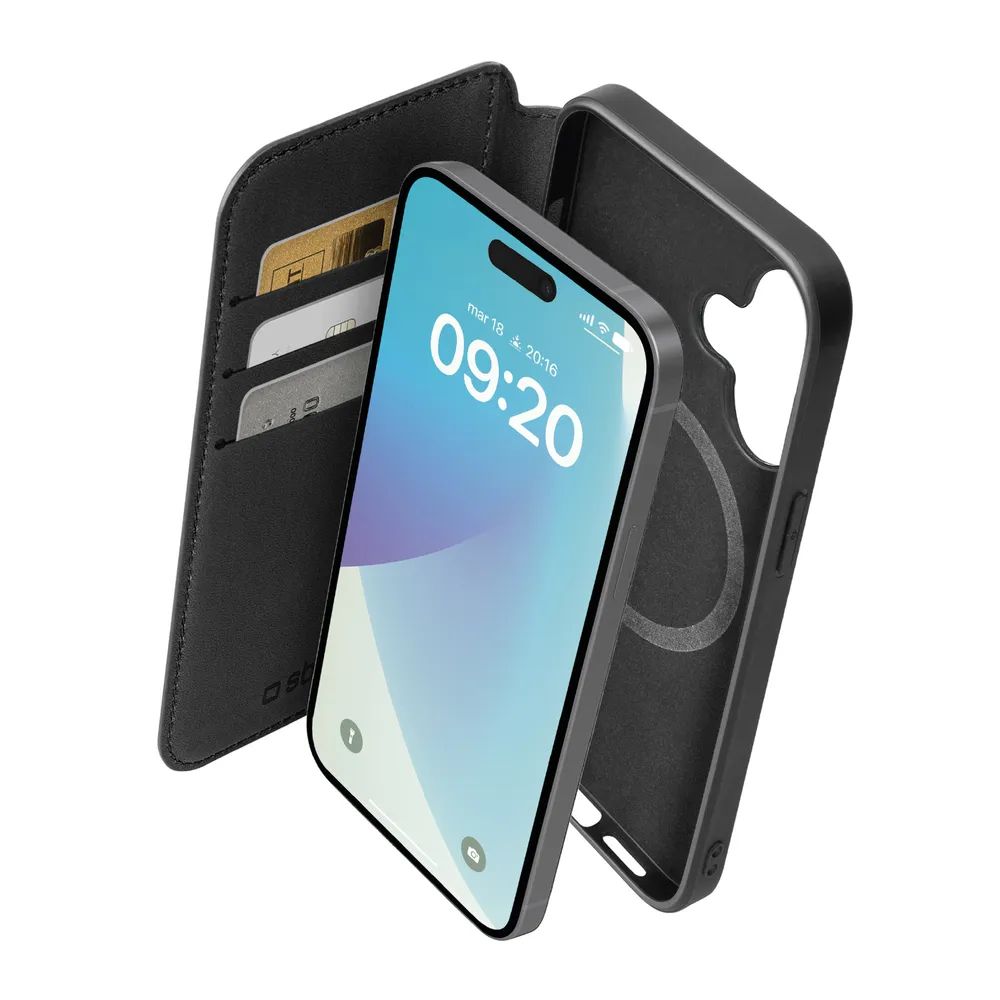 SBS BOOK MAG MagSafe kompatibles Bookcase für iPhone 16 PLUS, schwarz