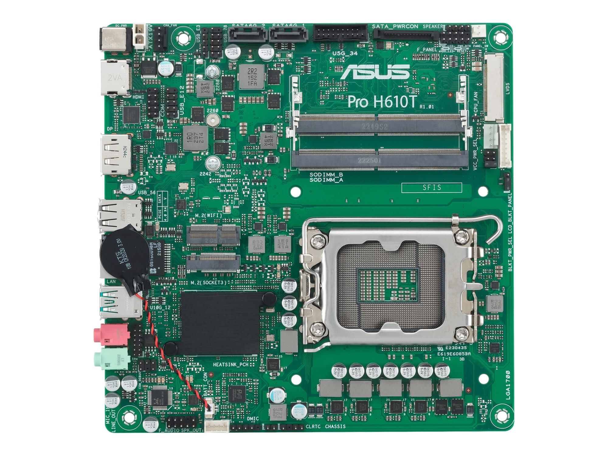 ASUS Pro H610T-CSM - Motherboard - Mini-ITX - LGA1700-Sockel - H610 Chipsatz - USB 3.2 Gen 2, USB 3.2 Gen 1 - Gigabit LAN - Onboard-Grafik (CPU erforderlich)