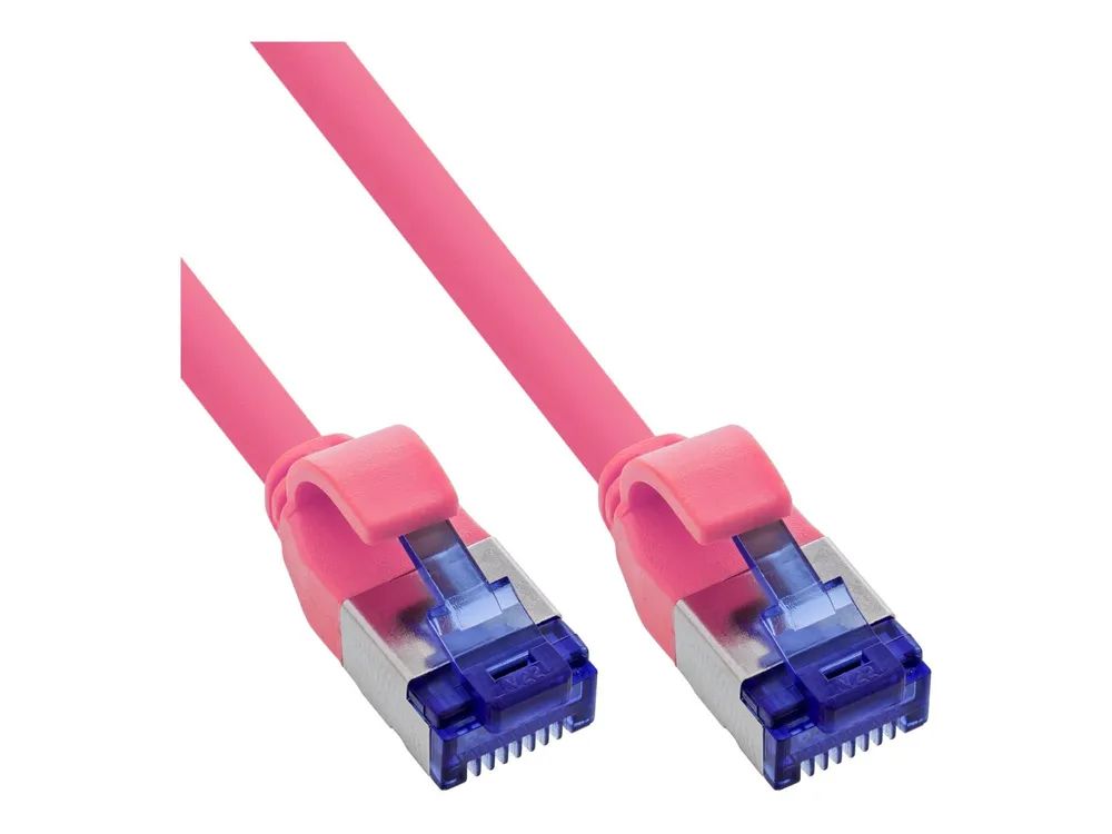 InLine Patchkabel Slim - Cat.6A - S/FTP - TPE (LSZH) flexibel - PoE - magenta - 2m