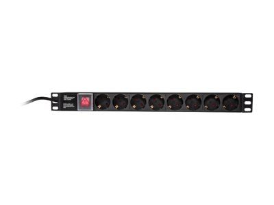 LogiLink Stromverteilungseinheit (Rack - einbaufähig) - Wechselstrom 250 V - 3500 Watt - Eingabe, Eingang power CEE 7/7 - Ausgangsanschlüsse: 8 - 1U - 48.3 cm (19")
