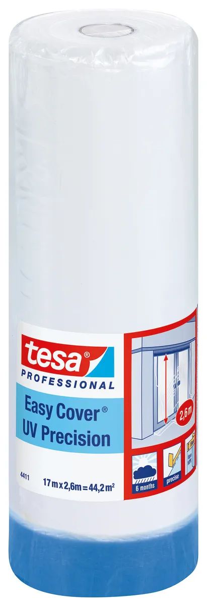 tesa® Easy Cover UV Präzision 4411 – 17 m x 2600 mm – Abdeckfolie mit Klebeband
