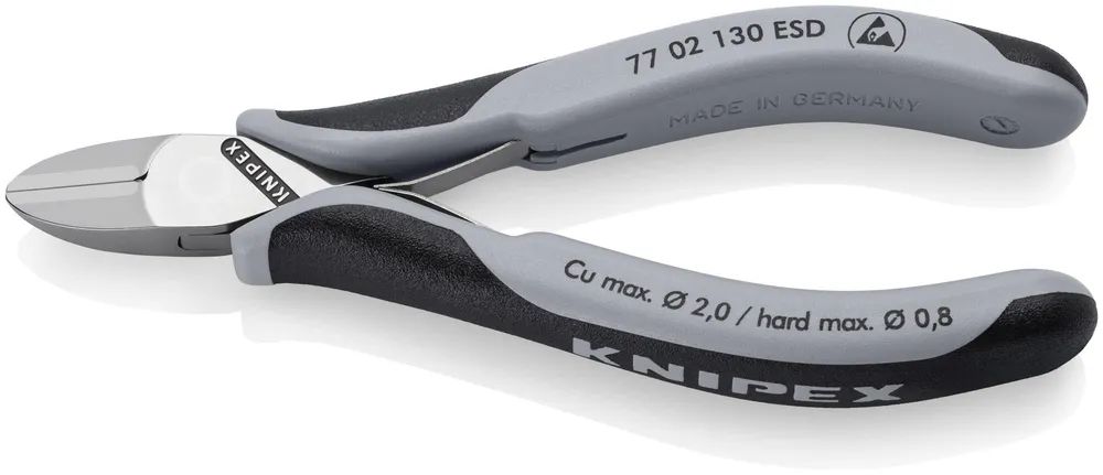 KNIPEX Elektronik-Seitenschneider ESD mit durchgestecktem Gelenk mit Mehrkomponenten-Hüllen 130 mm
