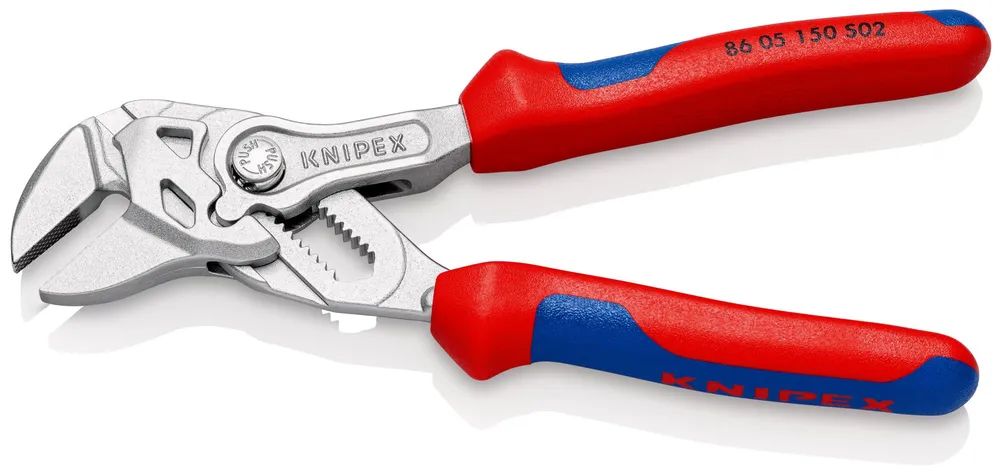 KNIPEX Zangenschlüssel mit aufgerauten Backen mit Mehrkomponenten-Hüllen verchromt 150 mm