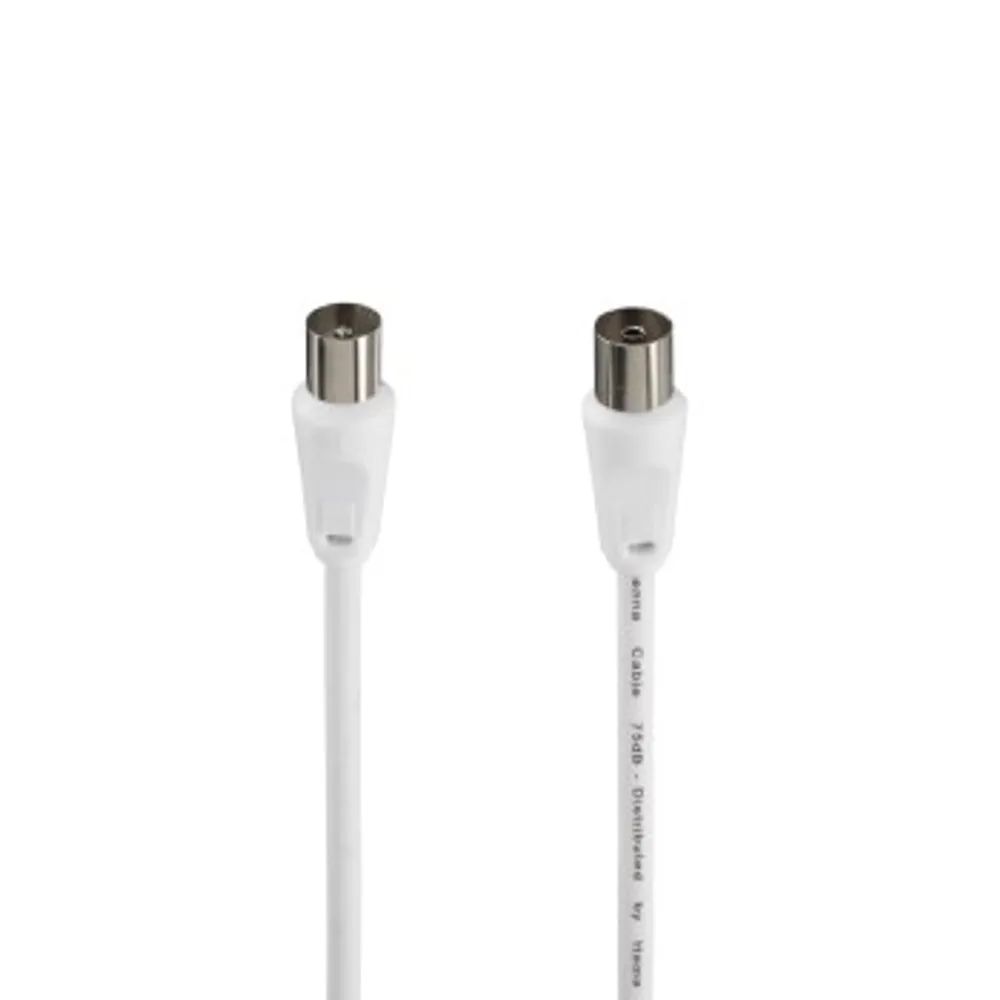 Hama Antennen-Kabel, Koax-Stecker - Koax-Kupplung, 10 m, 75 dB, Weiß