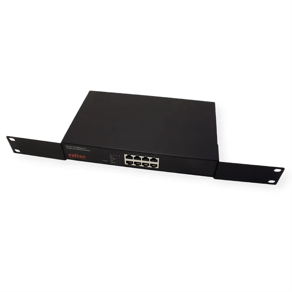 ROLINE PoE Fast Ethernet Switch, 8 Port, (8x PoE), 19-Zoll-Einbau
