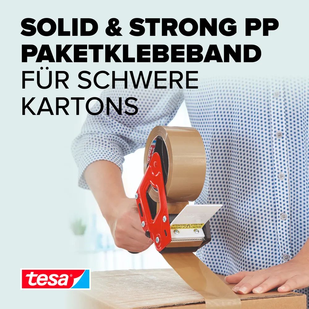 tesa® Tesapack Solid & Strong – 66 m x 50 mm – braun – reißfestes Paketband
