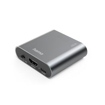 Hama HDMI-Audio-Extractor "AE90", HDMI™ zu Audio, Toslink, 3,5-mm-Klinke, Silber