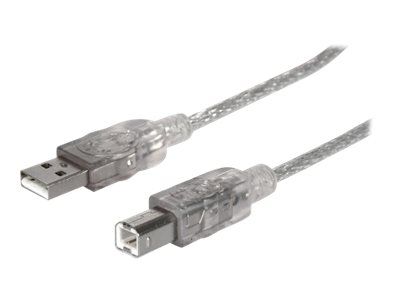 Manhattan USB-A to USB-B Cable, 1.8m, Male to Male, Translucent Silver, 480 Mbps (USB 2.0)