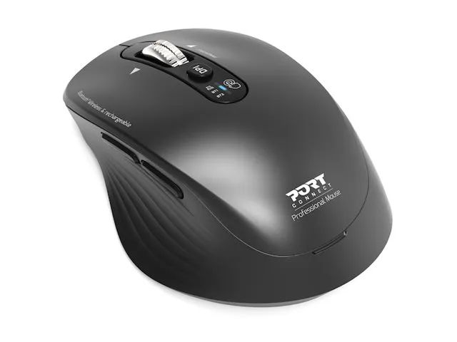 PORT Designs PORT Connect Professional BUSINESS - Maus - wiederaufladbar - optisch - 6 Tasten - kabellos - 2.4 GHz, Bluetooth - kabelloser Empfänger (USB)