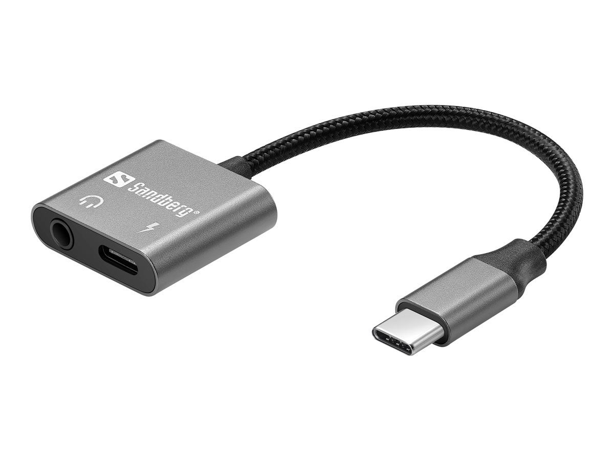 SANDBERG USB-C zu Kopfhöreranschluss / Ladeadapter - 24 pin USB-C männlich zu 24 pin USB-C, Mini-Stecker weiblich - USB-Stromversorgung (65 W)
