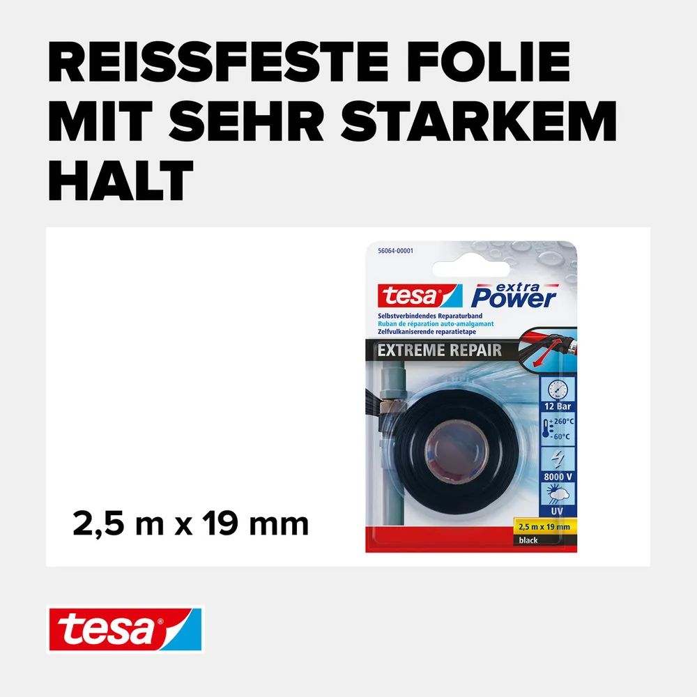 Tesa 56064-00001 - Schwarz - Reparatur - -60 °C - 260 °C - 2,5 m - 19 mm