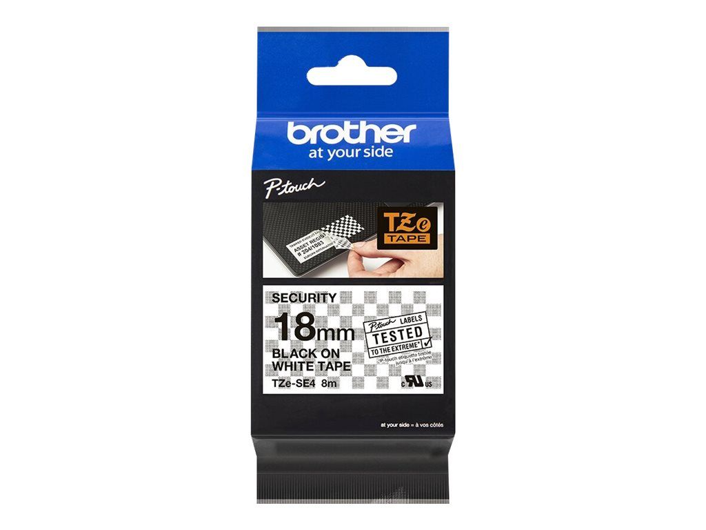 Brother TZe-SE4 - Selbstklebend - Schwarz auf Weiß - Rolle (1,8 cm x 8 m)