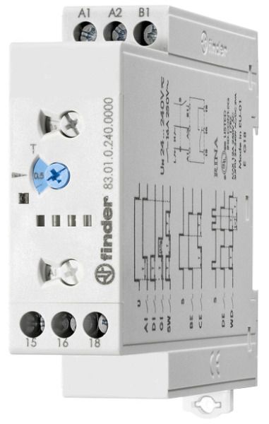 FINDER Zeitrelais, 8 Zeitfunktionen, Zeitbereiche bis 10 Tage, 1 W 16A, 24 -240VAC/DC